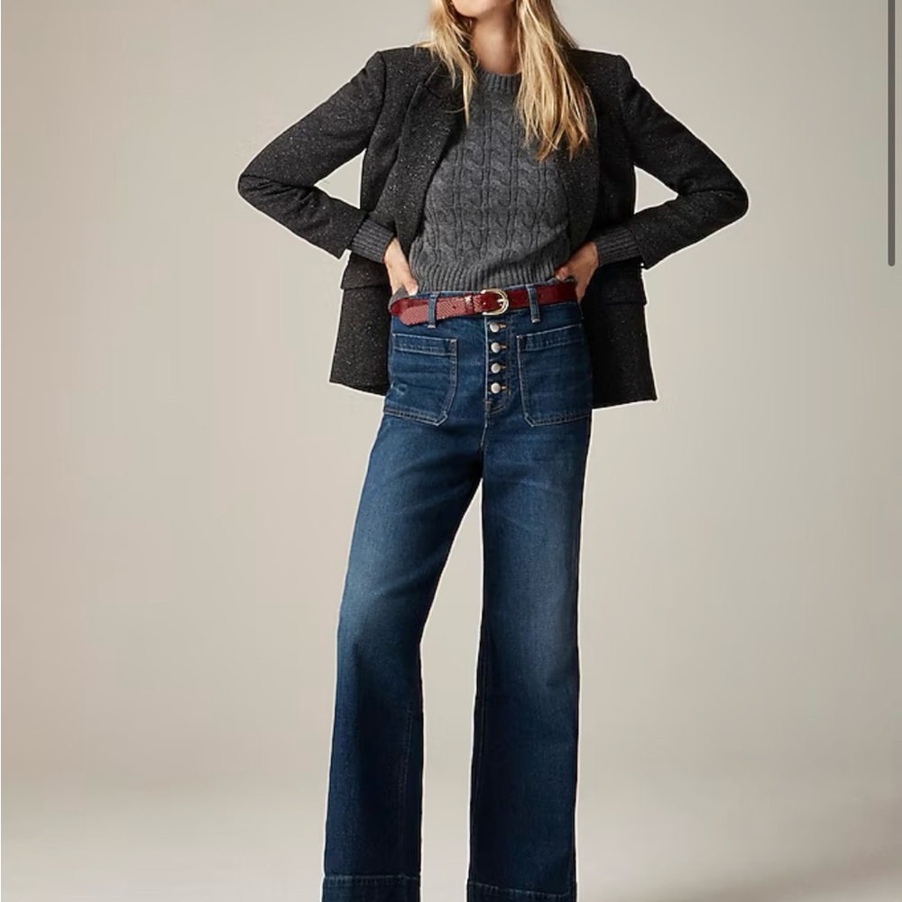 J Crew High-rise denim trouser jean with button-fly